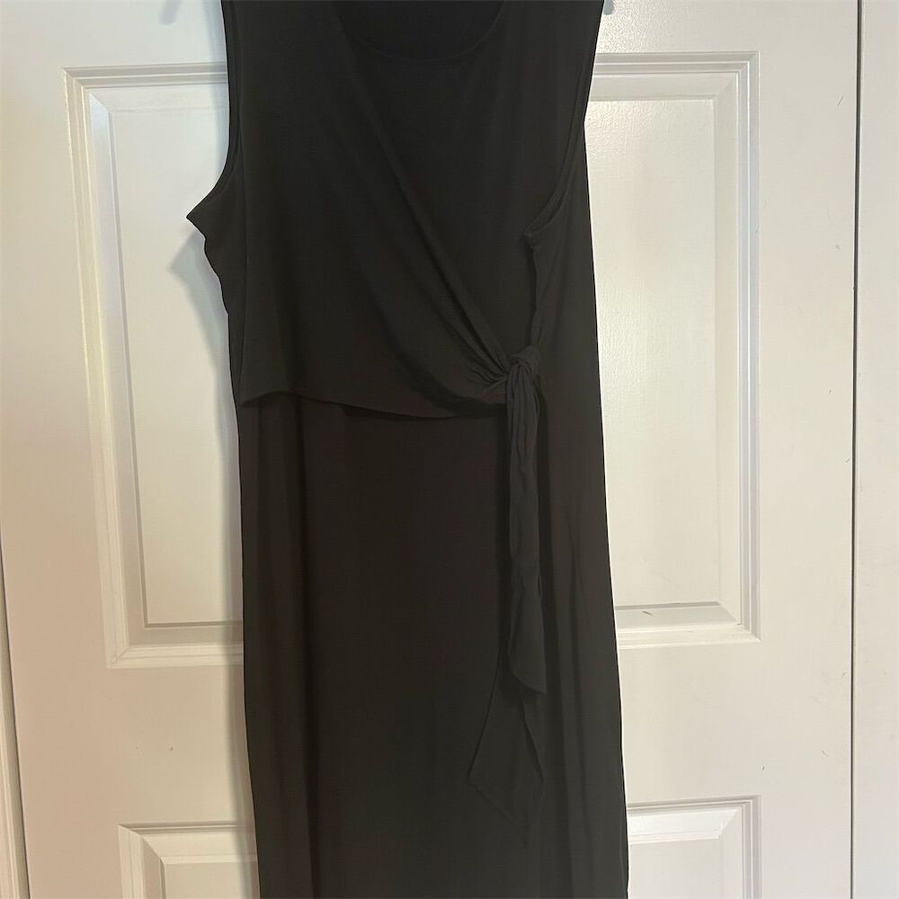 J.Jill Wearever Women's XL Black Sleeveless Tie-Waist Midi Dress - Picture 1 of 8